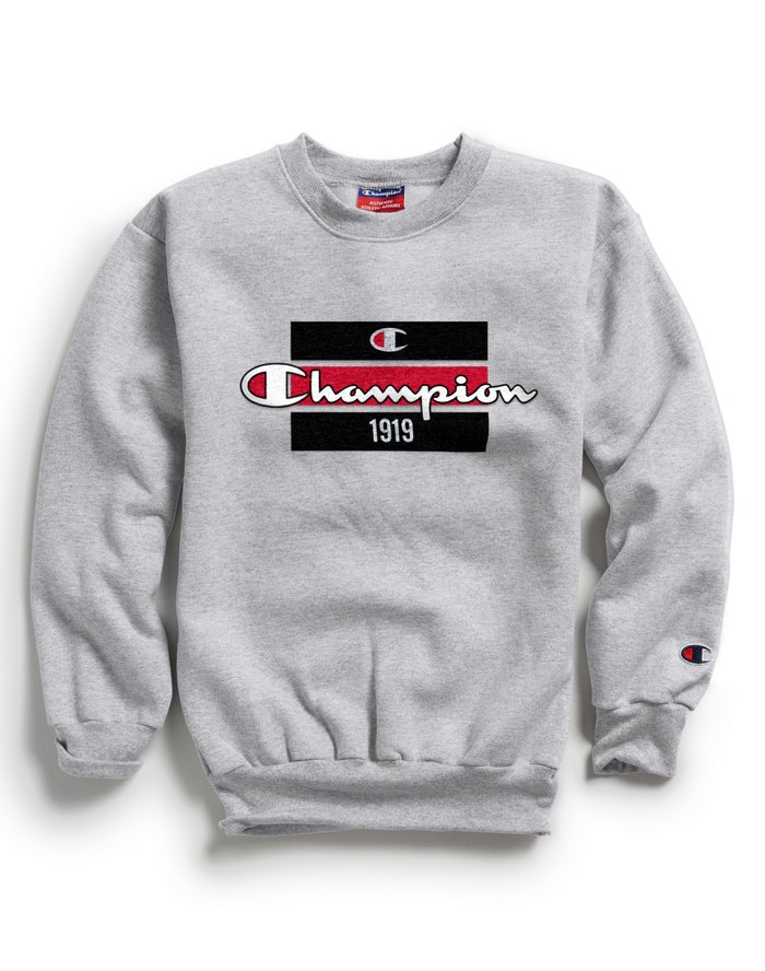 Champion Boys Sweatshirt NZ - Double Dry Raising the Bar Grey ( 4829-BQKUM )